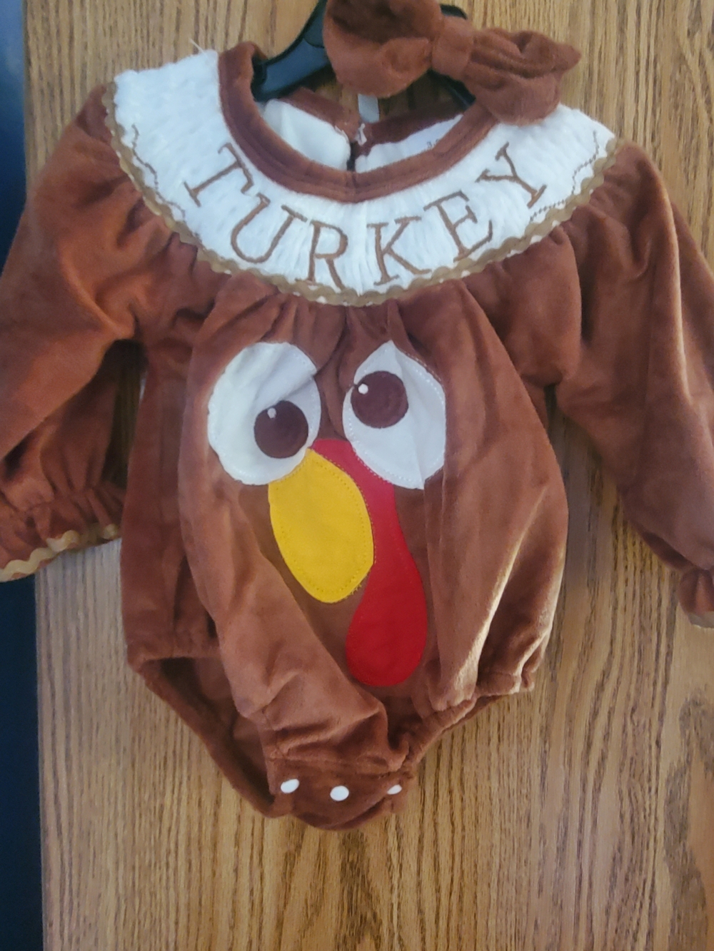 Turkey Appliqué Brown Baby One-Piece Romper